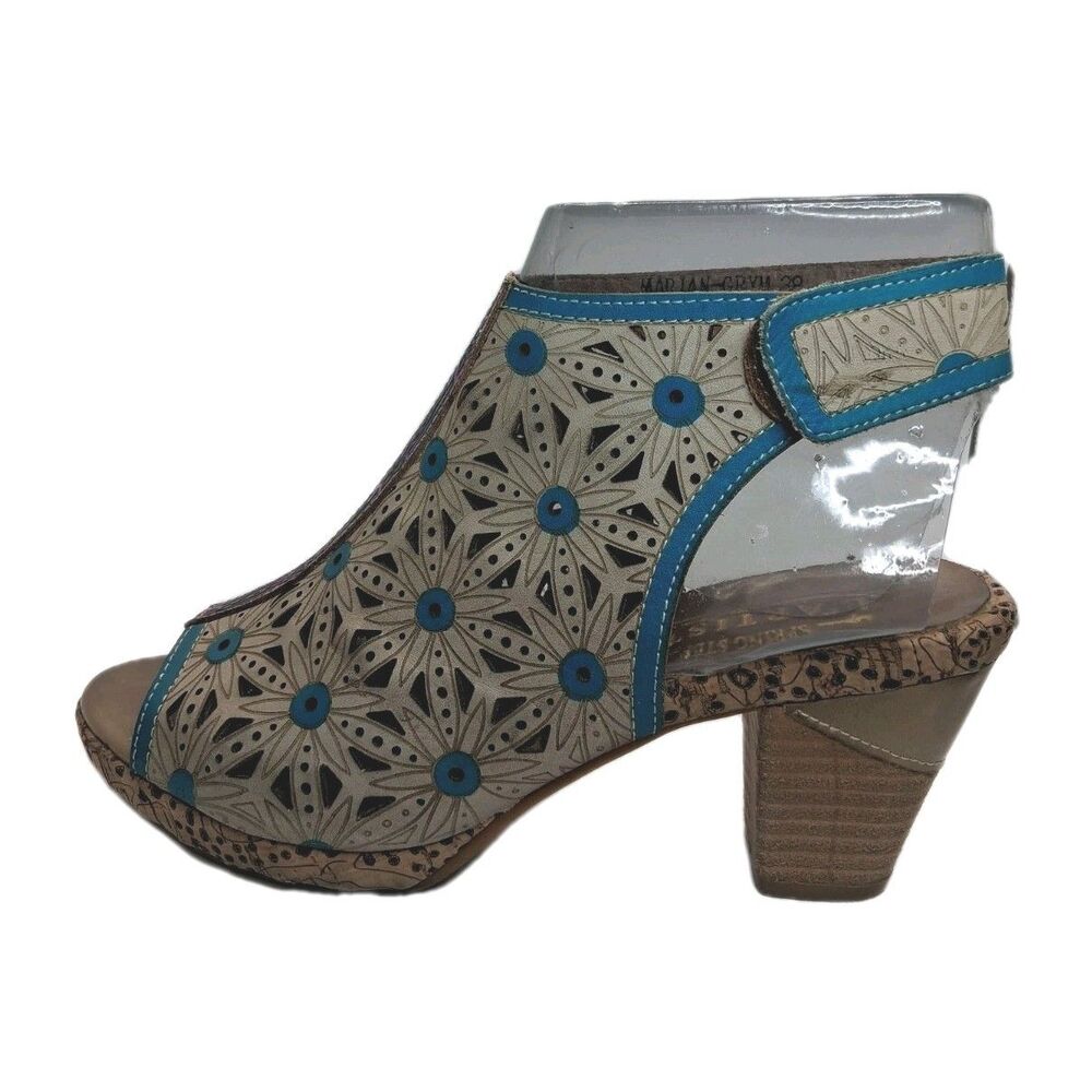 L'Artiste Spring Step Marjan Women’s Sz 38 7.5-8 Cutout Leather Heeled Sandals - Picture 7 of 11